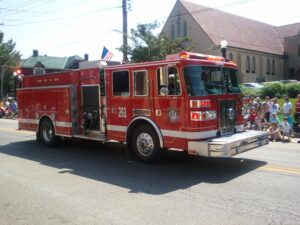 Bellevue-Dayton Fire Department Engine 203 in a parade