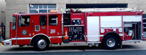 Bellevue-Dayton Fire Department Engine 201 parked outside of fire department