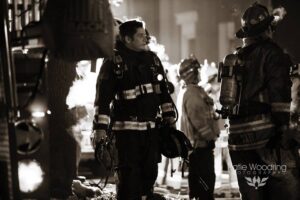 FF/Medic Nick Scott of BDFD at fire scene.